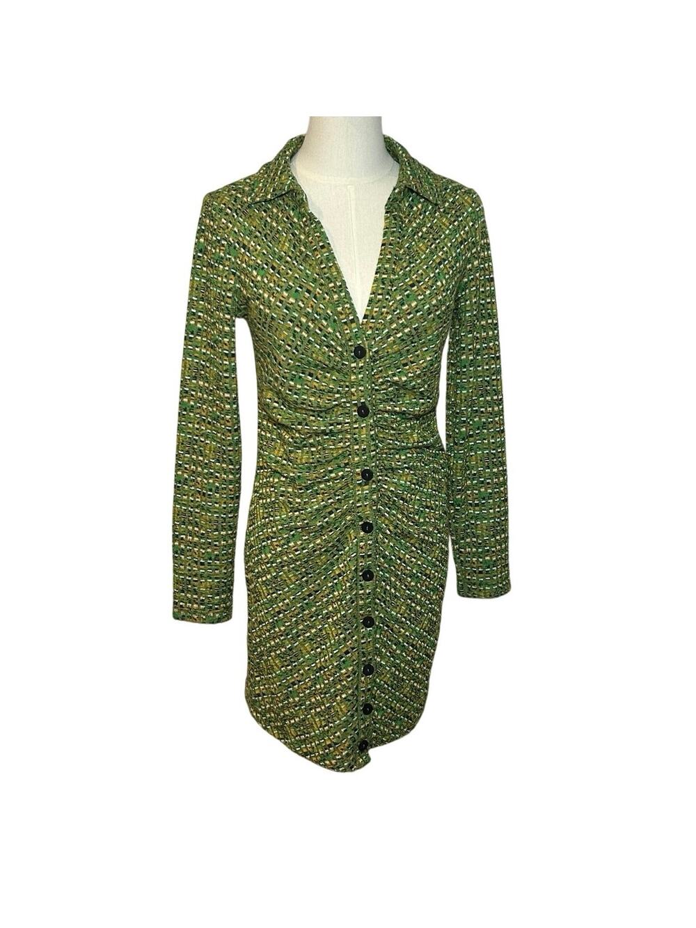 Stradivarius Green Long Sleeve Knit Dress M Minimalist Preppy Retro Streetwear